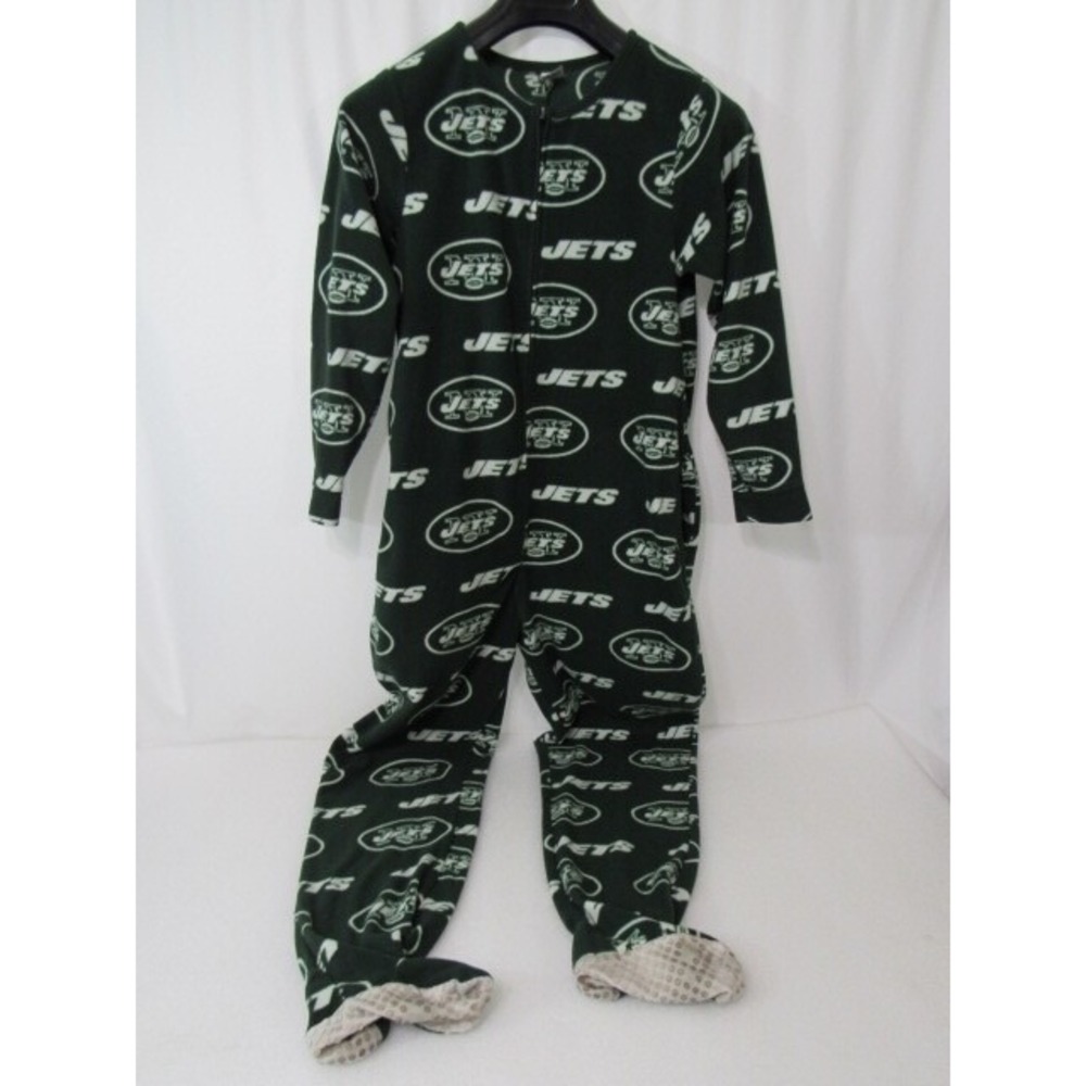 NFL New York Jets Fleece Pajamas Men's One Piece Zip Up Team PJ's Size‎ S